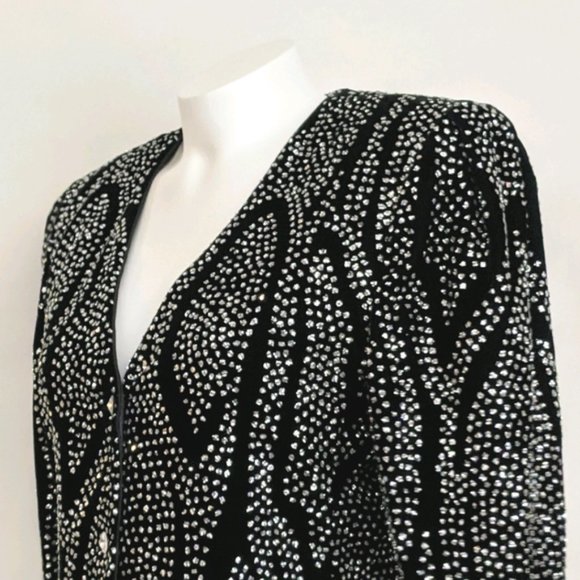 Ricky Lang for Nuit Vintage Women's Black/Silver Embellished Blazer - Picture 7 of 13